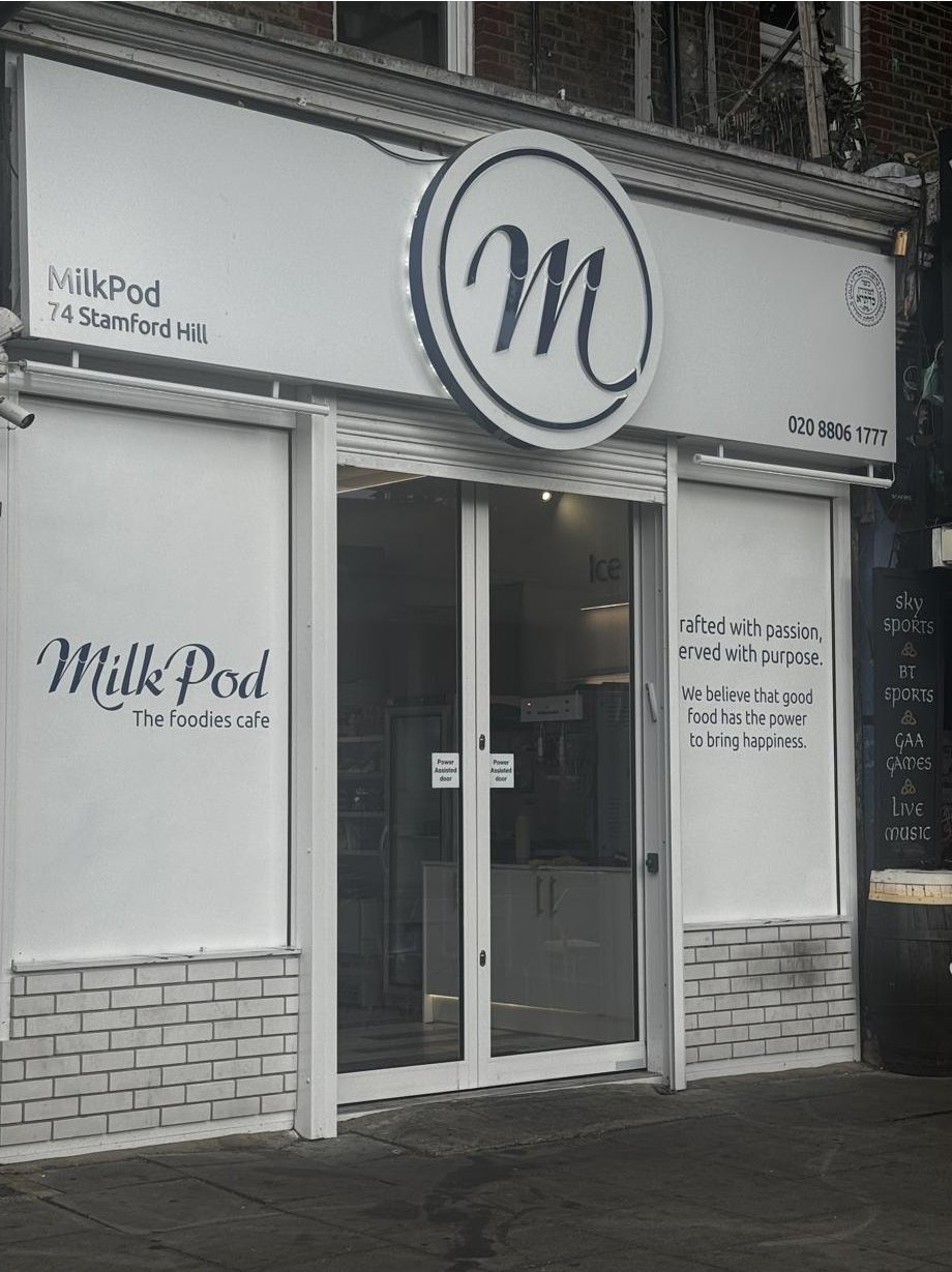 The MilkPod shop front at 74 Stamford Hill